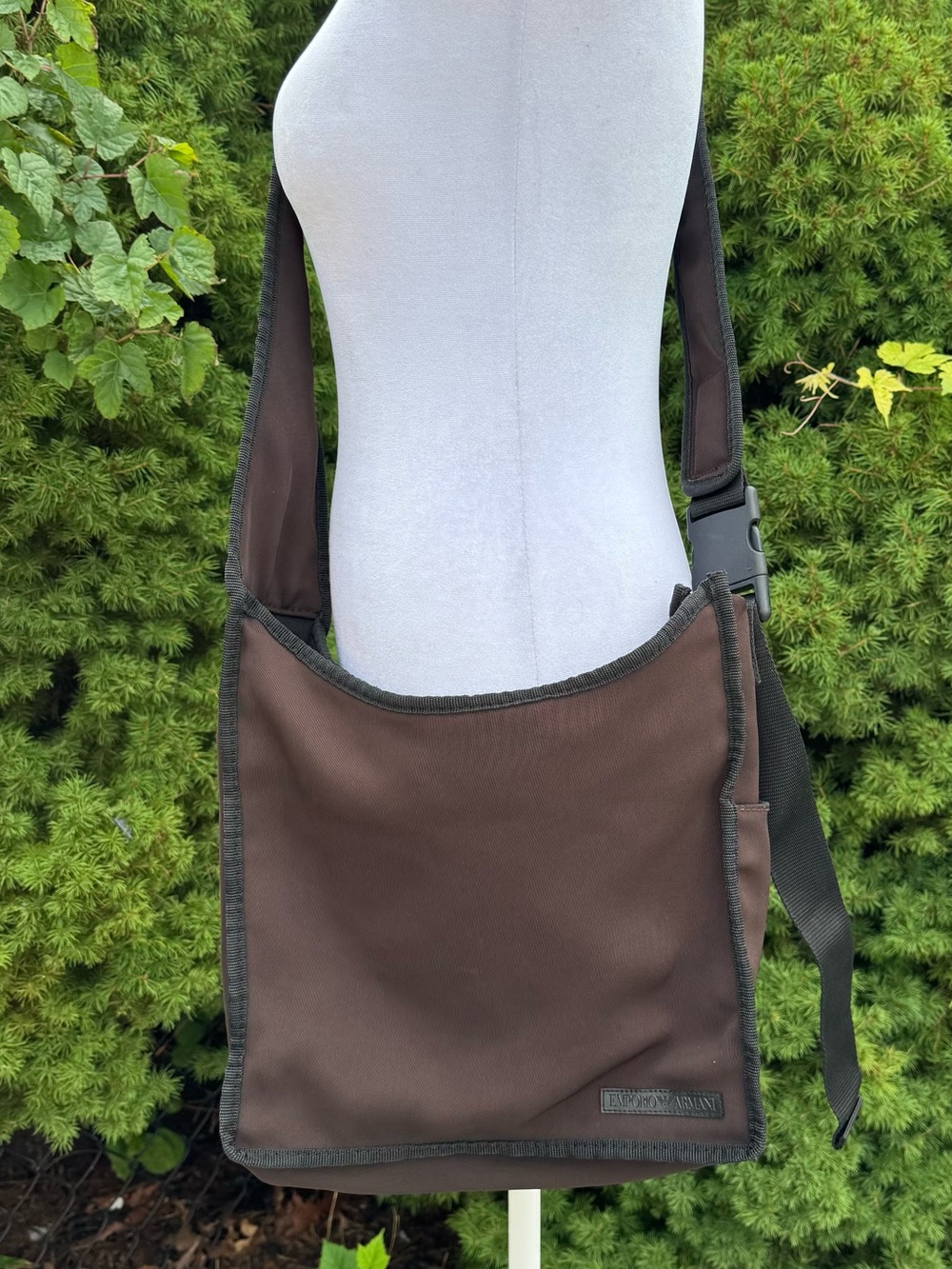 Emporio Armani Classic Brown Canvas Messenger Bag